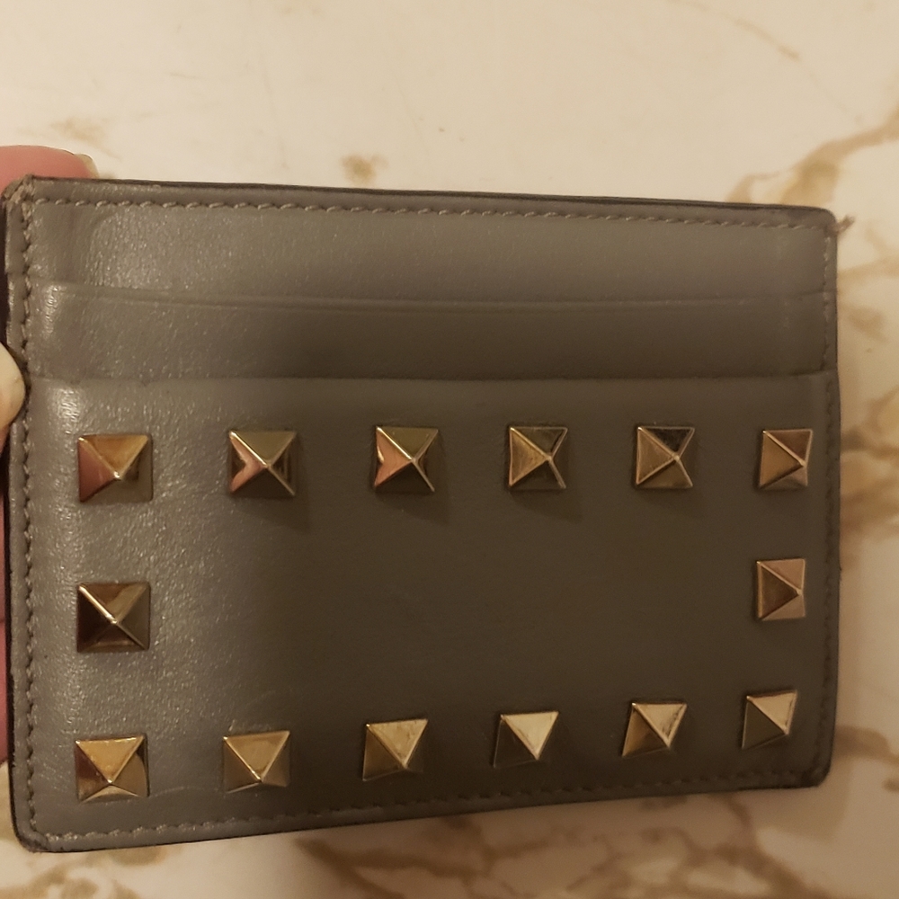 Valentino Rockstud Grey Card Holder